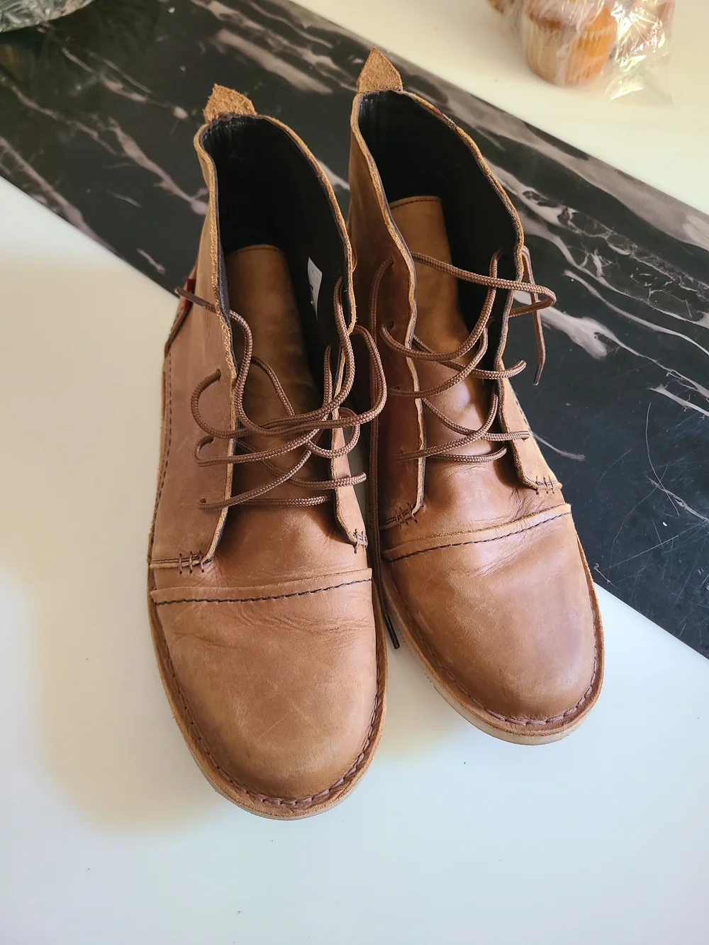 Men's Casual Leather Lace-Up Boots in Brown